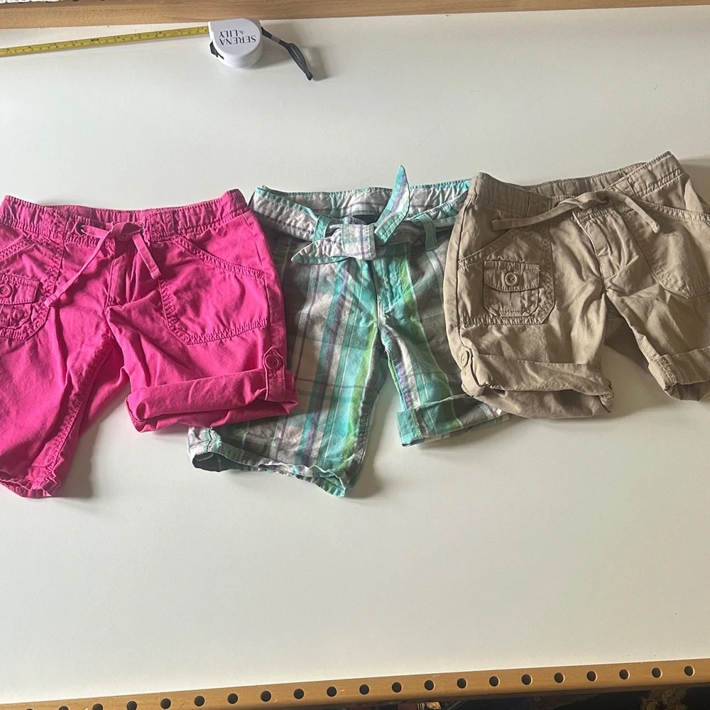 Bundle - GAP Kids Shorts Trio - Pink, Green Plaid, Tan
